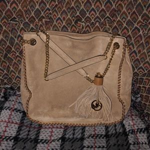 Micheal Kors suede leather large satchel shoulder bag